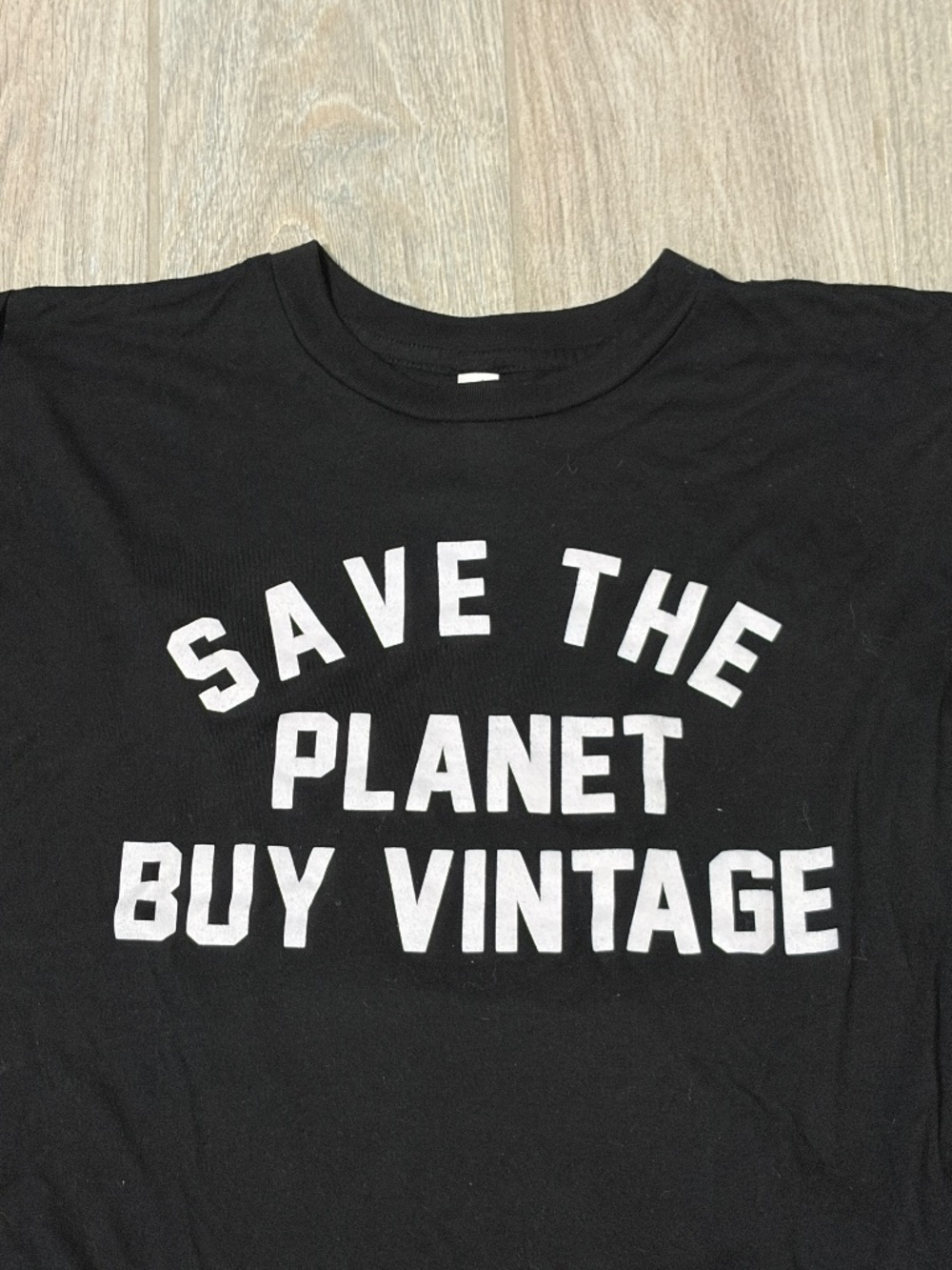 LIKE NEW! Women's Bella Canvas Black "Save the Planet Buy Vintage" Tee - SMALL